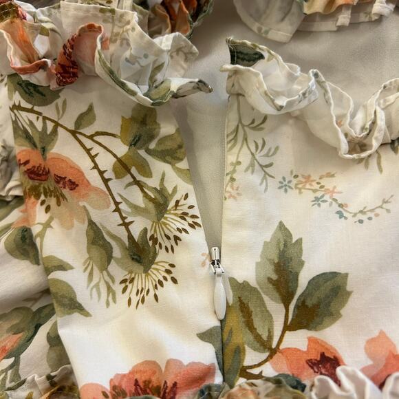 EUC Needle & Thread Dancing Roses Ankle Gown Tiered Ruffle Floral Cotton Dress 4 - Picture 15 of 16